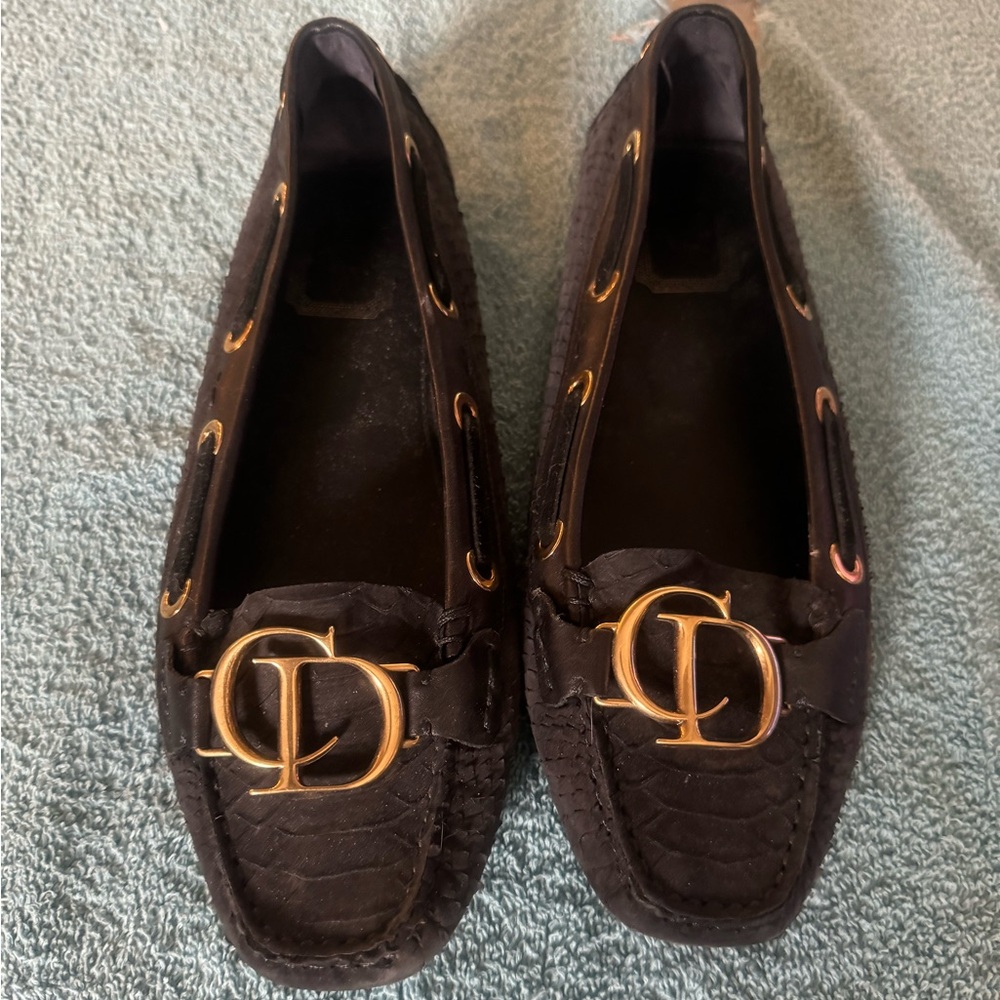 Dior Brown Loafers with Gold Accents